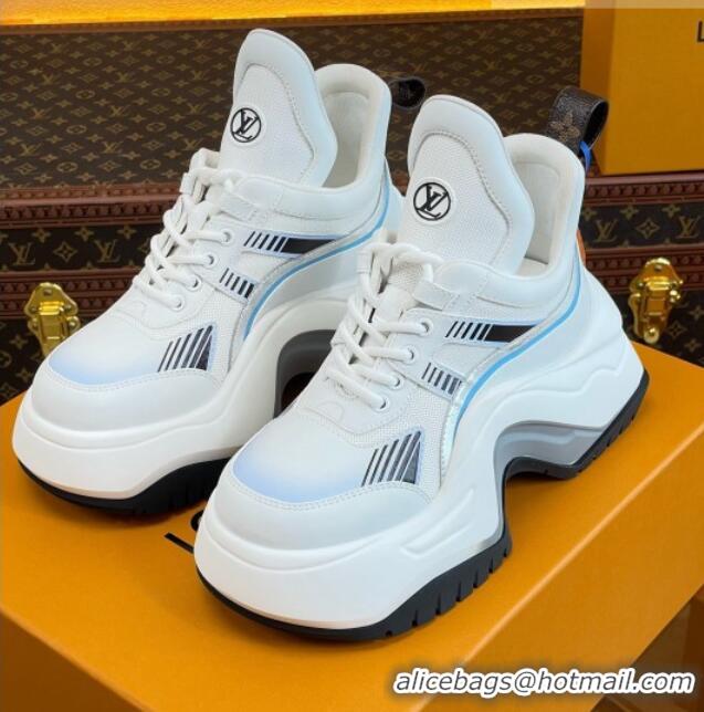 Good Looking Louis Vuitton LV Archlight 2.0 Platform Sneakers in Calf Leather and Mesh White/Light Blue 121004