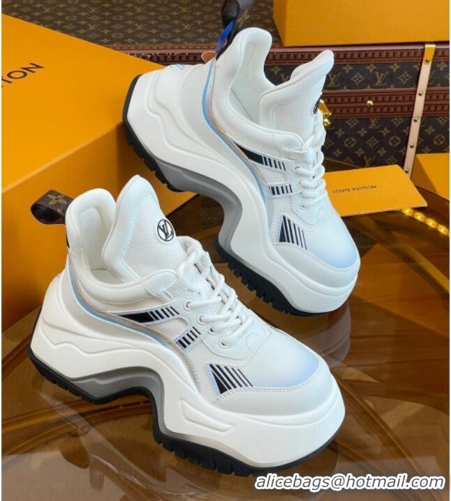 Good Looking Louis Vuitton LV Archlight 2.0 Platform Sneakers in Calf Leather and Mesh White/Light Blue 121004