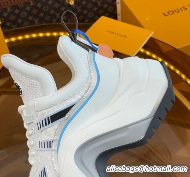 Good Looking Louis Vuitton LV Archlight 2.0 Platform Sneakers in Calf Leather and Mesh White/Light Blue 121004