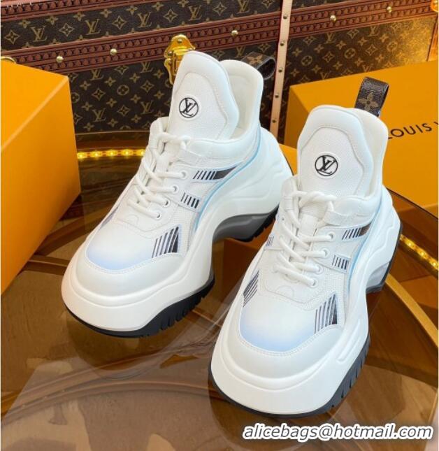 Good Looking Louis Vuitton LV Archlight 2.0 Platform Sneakers in Calf Leather and Mesh White/Light Blue 121004