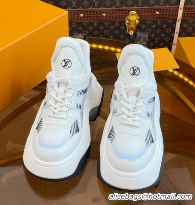 Good Looking Louis Vuitton LV Archlight 2.0 Platform Sneakers in Calf Leather and Mesh White/Light Blue 121004