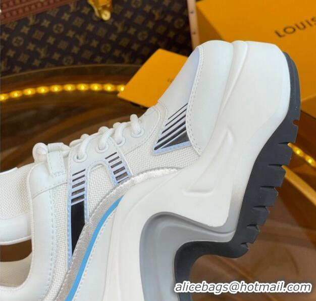 Good Looking Louis Vuitton LV Archlight 2.0 Platform Sneakers in Calf Leather and Mesh White/Light Blue 121004