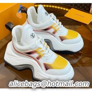 Best Price Louis Vuitton LV Archlight 2.0 Platform Sneakers in Calf Leather and Mesh White/Yellow 121005