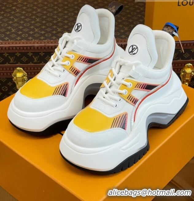 Best Price Louis Vuitton LV Archlight 2.0 Platform Sneakers in Calf Leather and Mesh White/Yellow 121005