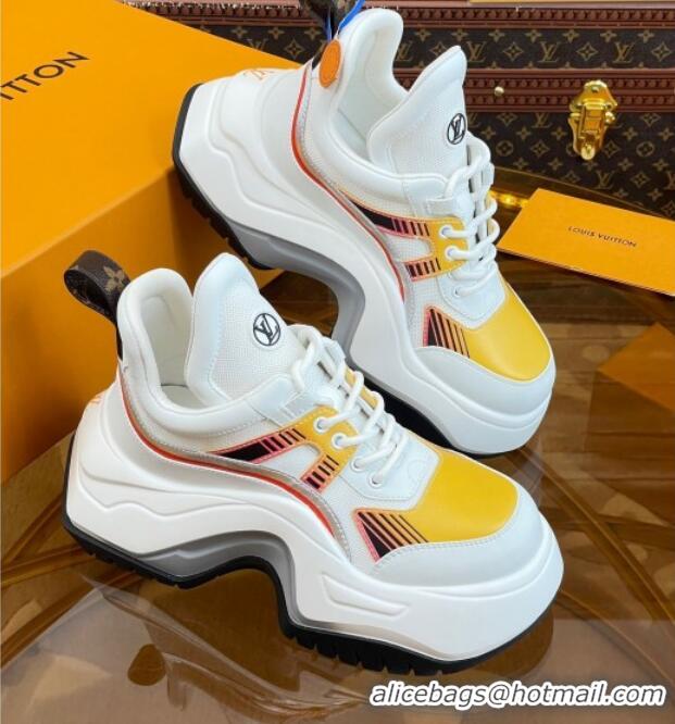 Best Price Louis Vuitton LV Archlight 2.0 Platform Sneakers in Calf Leather and Mesh White/Yellow 121005