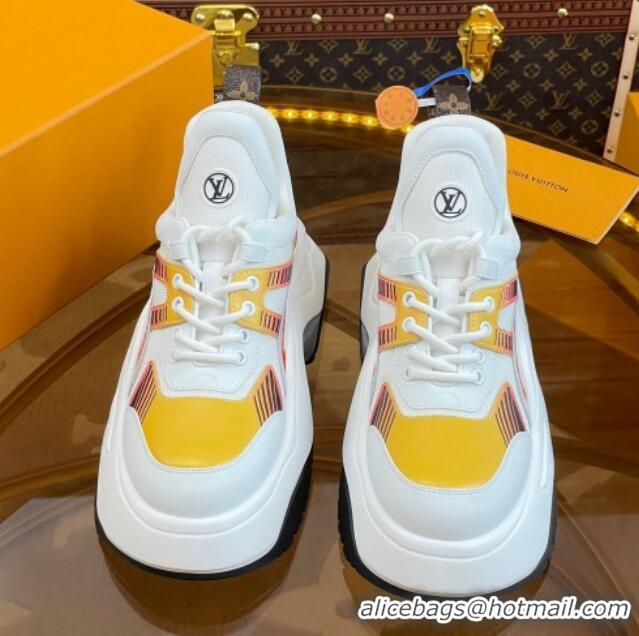 Best Price Louis Vuitton LV Archlight 2.0 Platform Sneakers in Calf Leather and Mesh White/Yellow 121005