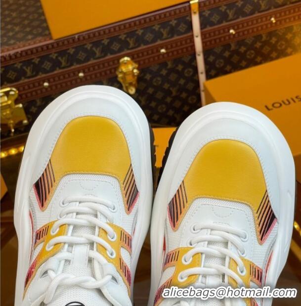 Best Price Louis Vuitton LV Archlight 2.0 Platform Sneakers in Calf Leather and Mesh White/Yellow 121005