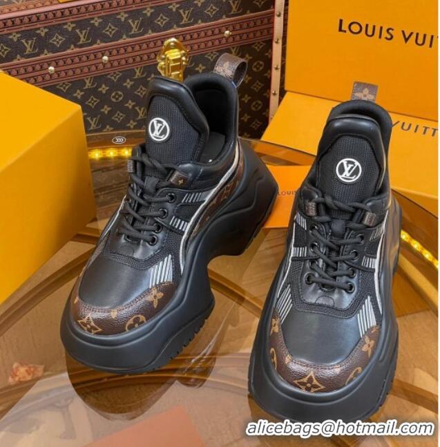 Best Product Louis Vuitton LV Archlight 2.0 Platform Sneakers in Calf Leather and Mesh Black/Monogram 121007