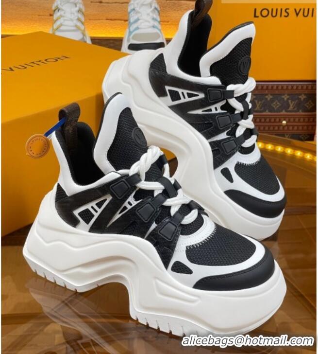 Top Design Louis Vuitton LV Archlight 2.0 Platform Sneakers in Calf Leather and Mesh White/Black 121008