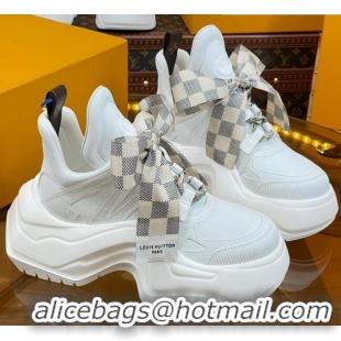 Purchase Louis Vuitton LV Archlight 2.0 Platform Sneakers in Calf Leather with Bandeau Bow White/Damier 121009