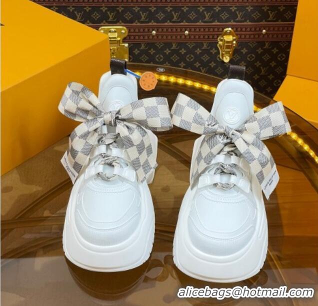 Purchase Louis Vuitton LV Archlight 2.0 Platform Sneakers in Calf Leather with Bandeau Bow White/Damier 121009