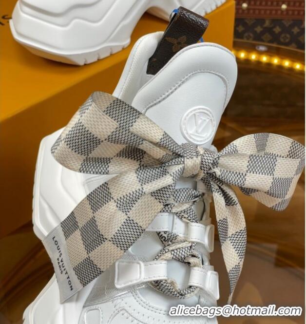 Purchase Louis Vuitton LV Archlight 2.0 Platform Sneakers in Calf Leather with Bandeau Bow White/Damier 121009