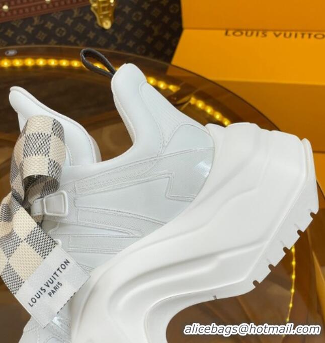 Purchase Louis Vuitton LV Archlight 2.0 Platform Sneakers in Calf Leather with Bandeau Bow White/Damier 121009