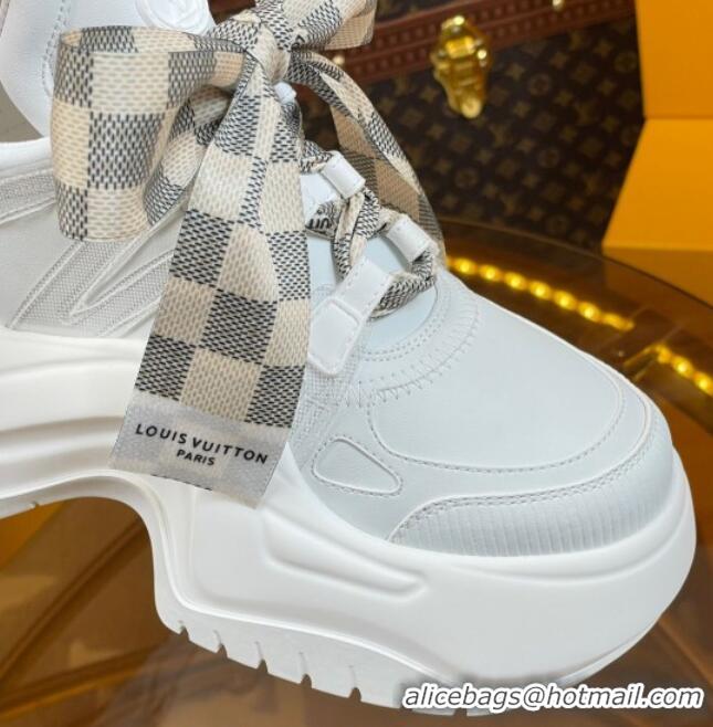 Purchase Louis Vuitton LV Archlight 2.0 Platform Sneakers in Calf Leather with Bandeau Bow White/Damier 121009