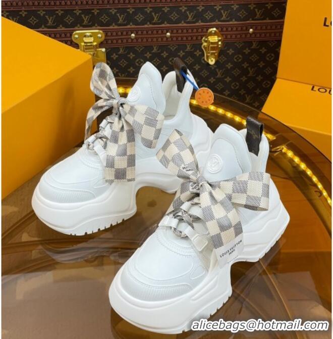 Purchase Louis Vuitton LV Archlight 2.0 Platform Sneakers in Calf Leather with Bandeau Bow White/Damier 121009