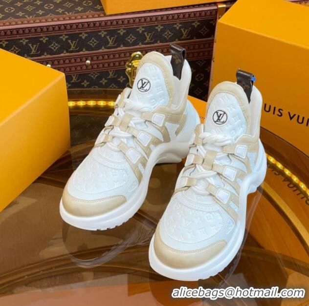 Popular Style Louis Vuitton LV Archlight Sneakers in Monogram Calf Leather Gold 121016