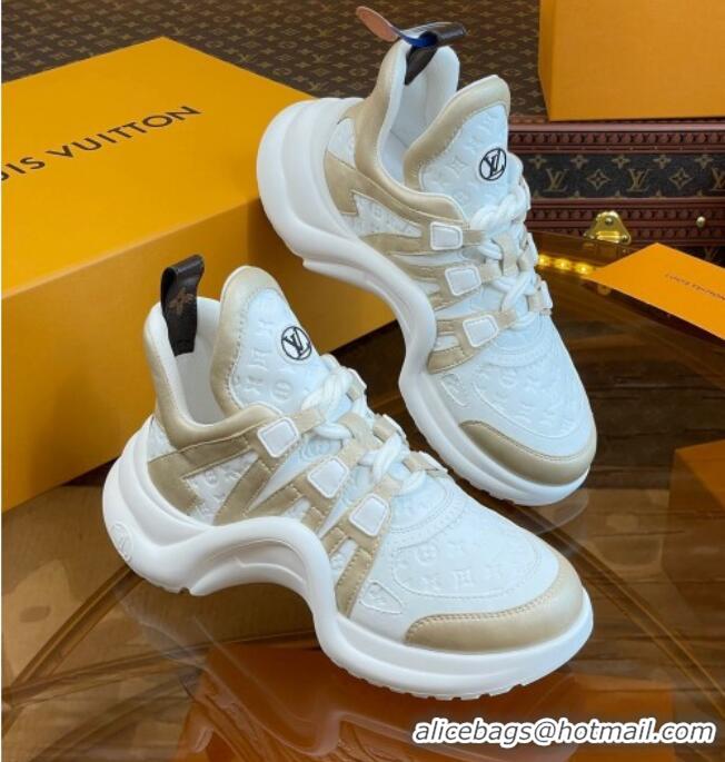 Popular Style Louis Vuitton LV Archlight Sneakers in Monogram Calf Leather Gold 121016