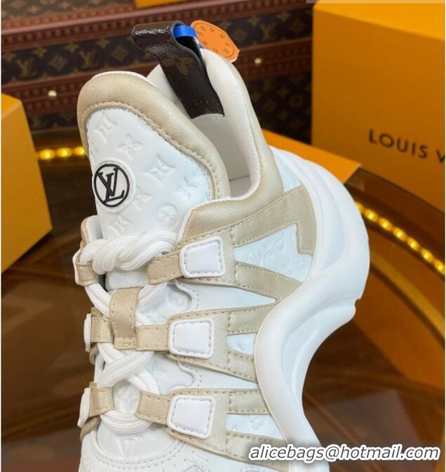 Popular Style Louis Vuitton LV Archlight Sneakers in Monogram Calf Leather Gold 121016