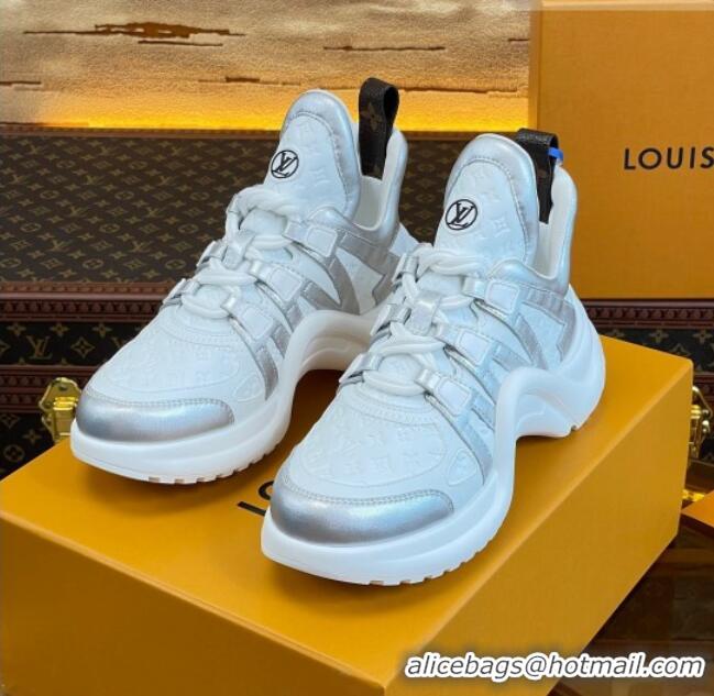 Unique Style Louis Vuitton LV Archlight Sneakers in Monogram Calf Leather Silver 121017