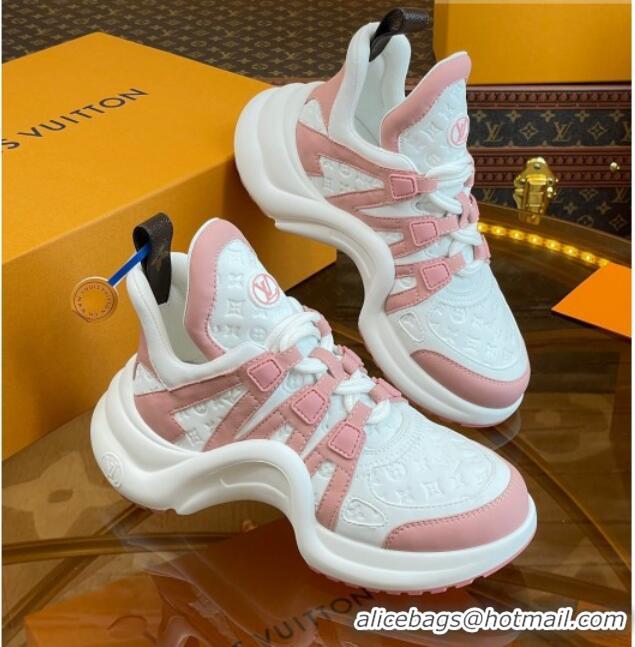 Stylish Louis Vuitton LV Archlight Sneakers in Monogram Calf Leather Light Pink 121019