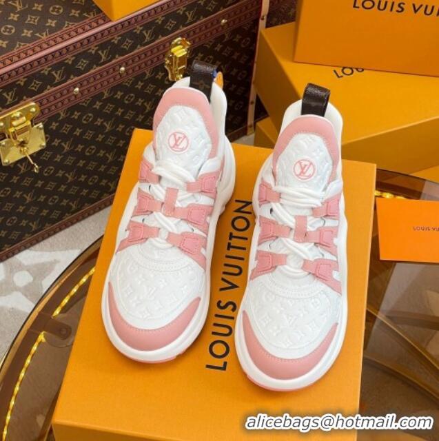 Stylish Louis Vuitton LV Archlight Sneakers in Monogram Calf Leather Light Pink 121019