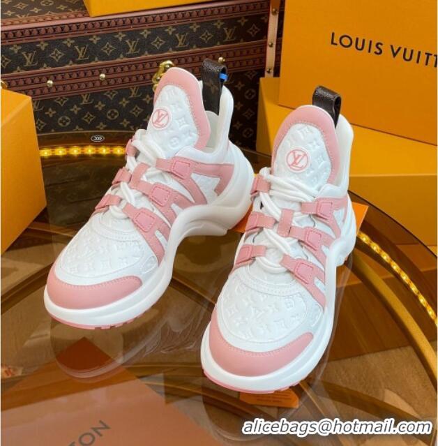 Stylish Louis Vuitton LV Archlight Sneakers in Monogram Calf Leather Light Pink 121019