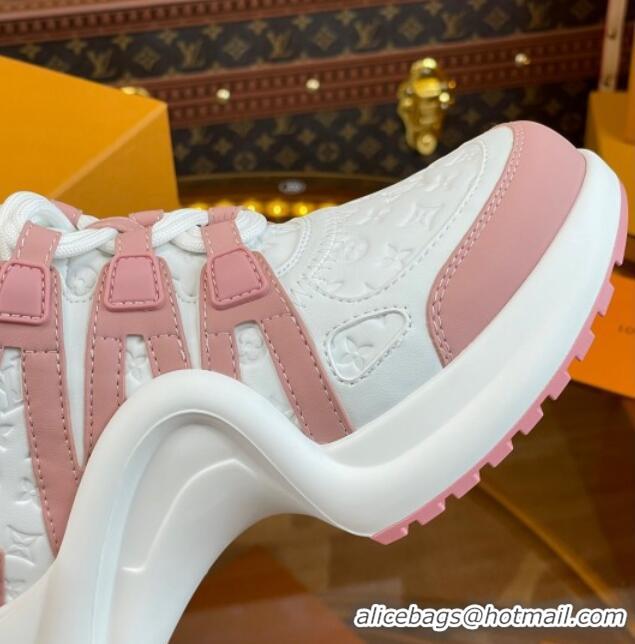 Stylish Louis Vuitton LV Archlight Sneakers in Monogram Calf Leather Light Pink 121019