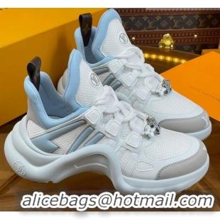 Low Cost Louis Vuitton LV Archlight Sneakers in Mesh and Leather with Charm Light Blue 121021