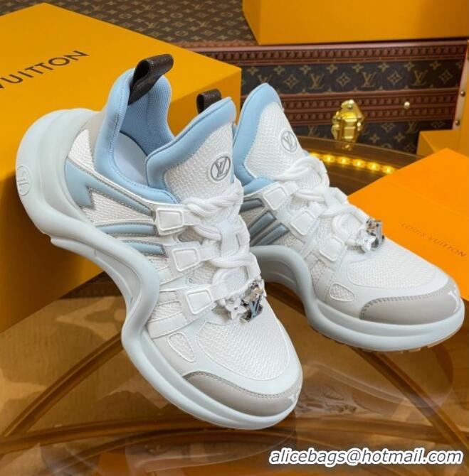 Low Cost Louis Vuitton LV Archlight Sneakers in Mesh and Leather with Charm Light Blue 121021