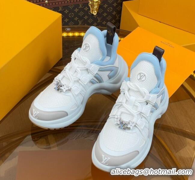 Low Cost Louis Vuitton LV Archlight Sneakers in Mesh and Leather with Charm Light Blue 121021