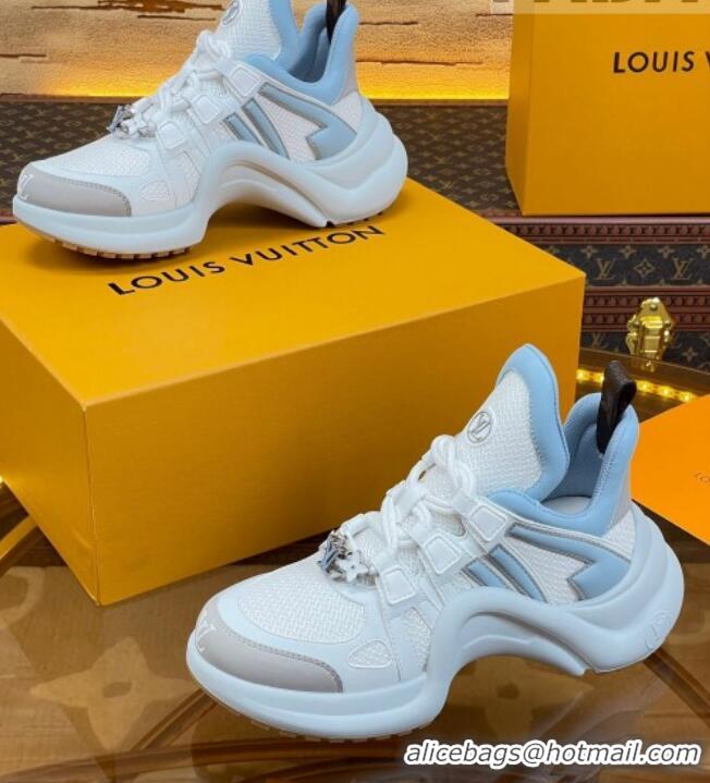 Low Cost Louis Vuitton LV Archlight Sneakers in Mesh and Leather with Charm Light Blue 121021