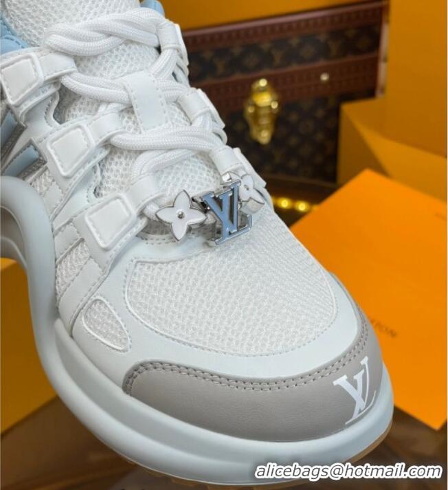 Low Cost Louis Vuitton LV Archlight Sneakers in Mesh and Leather with Charm Light Blue 121021