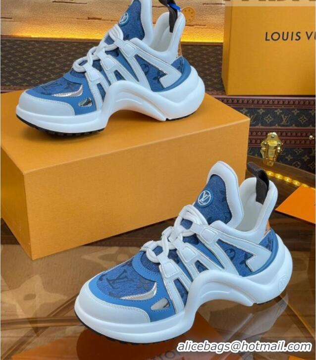 Pretty Style Louis Vuitton LV Archlight Sneakers in Blue Denim and Leather 121023