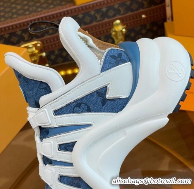 Pretty Style Louis Vuitton LV Archlight Sneakers in Blue Denim and Leather 121023