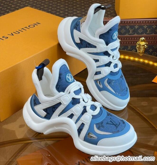 Pretty Style Louis Vuitton LV Archlight Sneakers in Blue Denim and Leather 121023