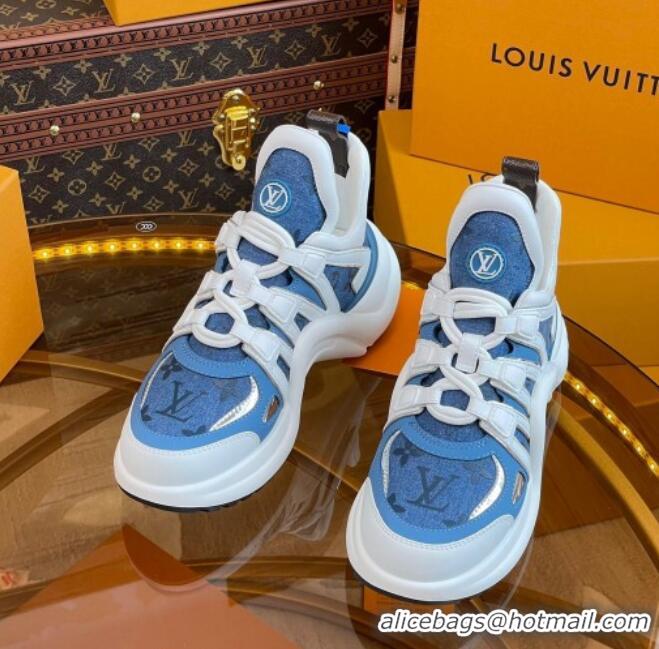 Pretty Style Louis Vuitton LV Archlight Sneakers in Blue Denim and Leather 121023