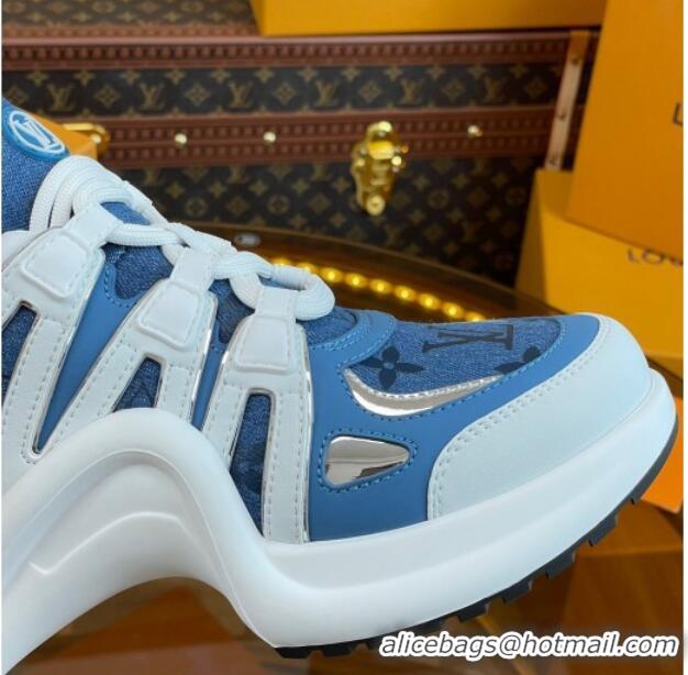 Pretty Style Louis Vuitton LV Archlight Sneakers in Blue Denim and Leather 121023