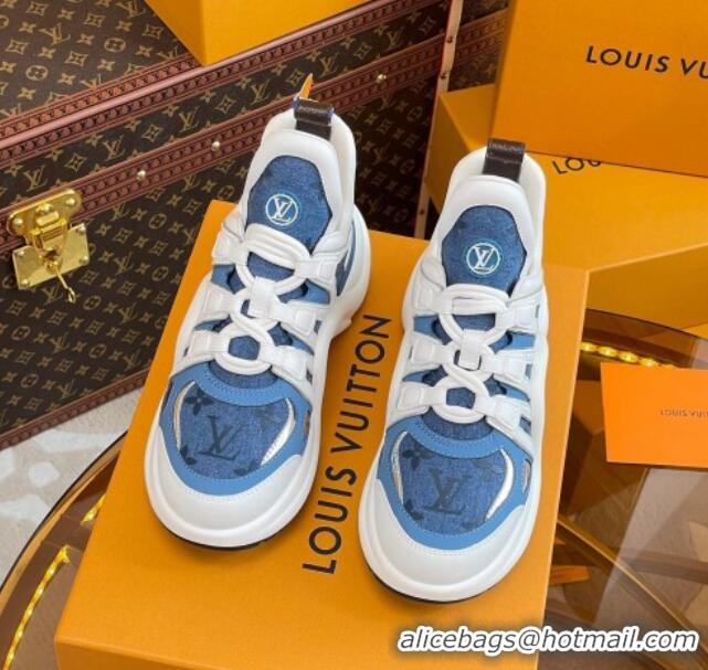 Pretty Style Louis Vuitton LV Archlight Sneakers in Blue Denim and Leather 121023