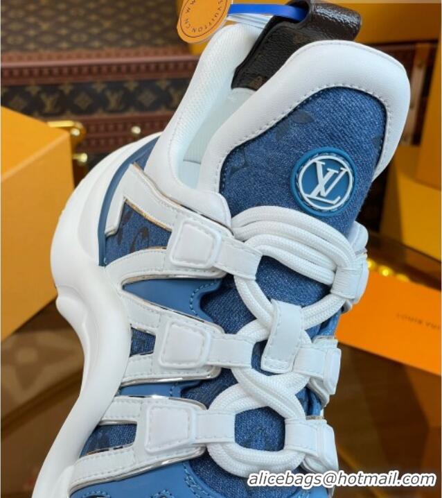 Pretty Style Louis Vuitton LV Archlight Sneakers in Blue Denim and Leather 121023