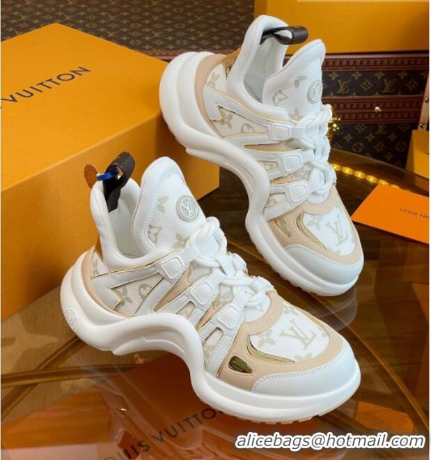 Low Price Louis Vuitton LV Archlight Sneakers in Mesh and Leather with Charm Nude 121024