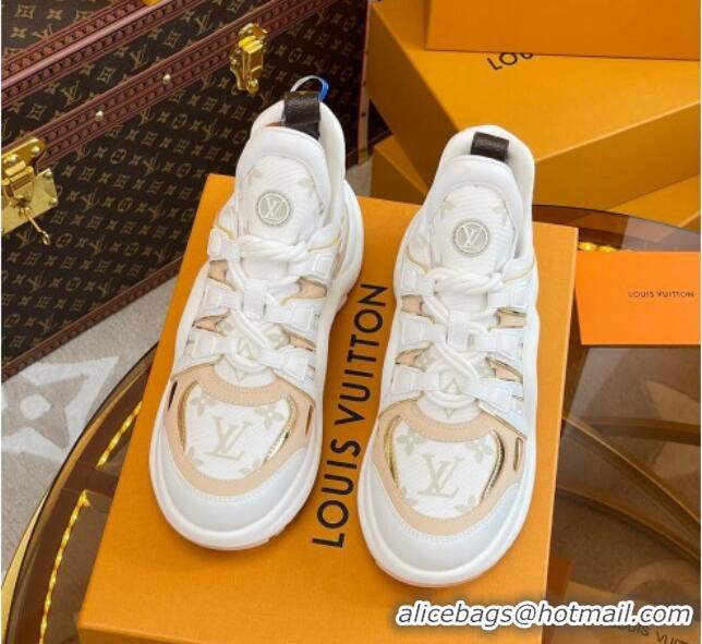 Low Price Louis Vuitton LV Archlight Sneakers in Mesh and Leather with Charm Nude 121024