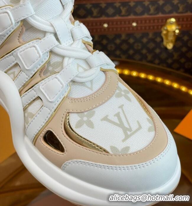 Low Price Louis Vuitton LV Archlight Sneakers in Mesh and Leather with Charm Nude 121024