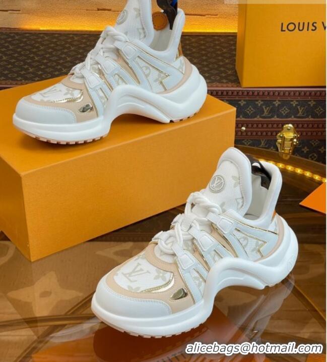 Low Price Louis Vuitton LV Archlight Sneakers in Mesh and Leather with Charm Nude 121024