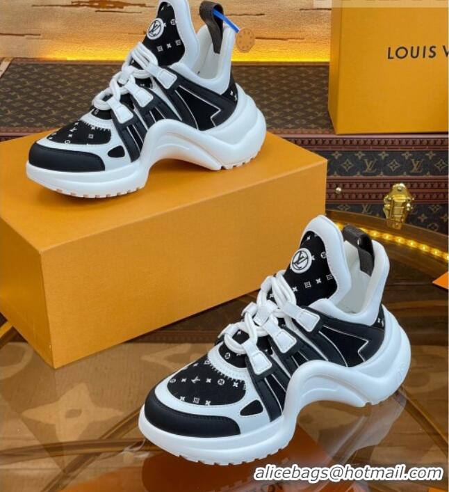 Most Popular Louis Vuitton LV Archlight Sneakers in Suede and Leather Black/White 121025