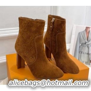 Good Looking Louis Vuitton Silhouette Ankle Boots 8.5cm in Suede Brown 121030