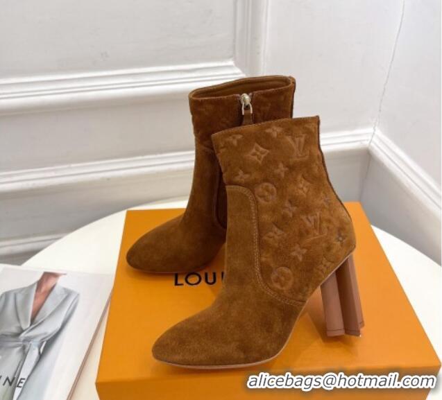 Good Looking Louis Vuitton Silhouette Ankle Boots 8.5cm in Suede Brown 121030