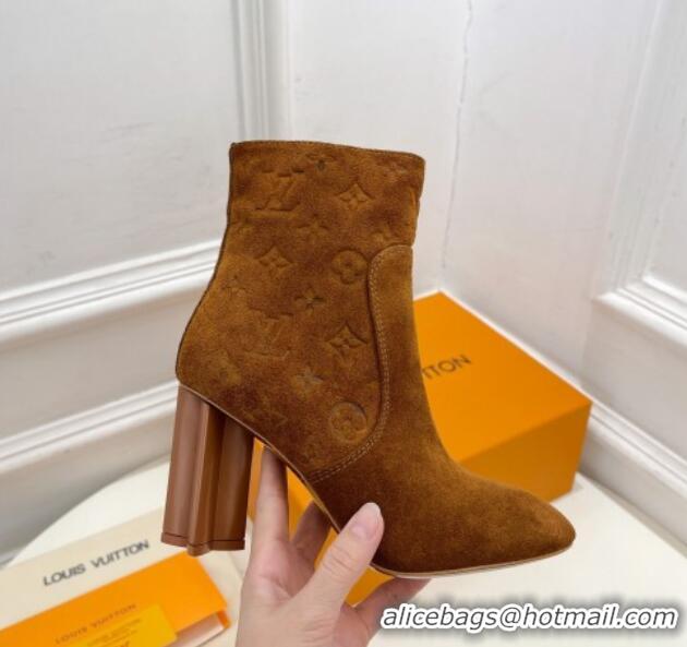 Good Looking Louis Vuitton Silhouette Ankle Boots 8.5cm in Suede Brown 121030