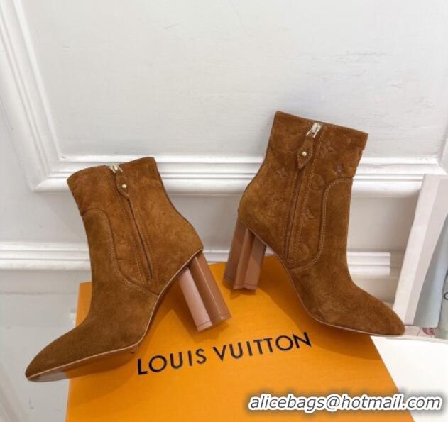 Good Looking Louis Vuitton Silhouette Ankle Boots 8.5cm in Suede Brown 121030