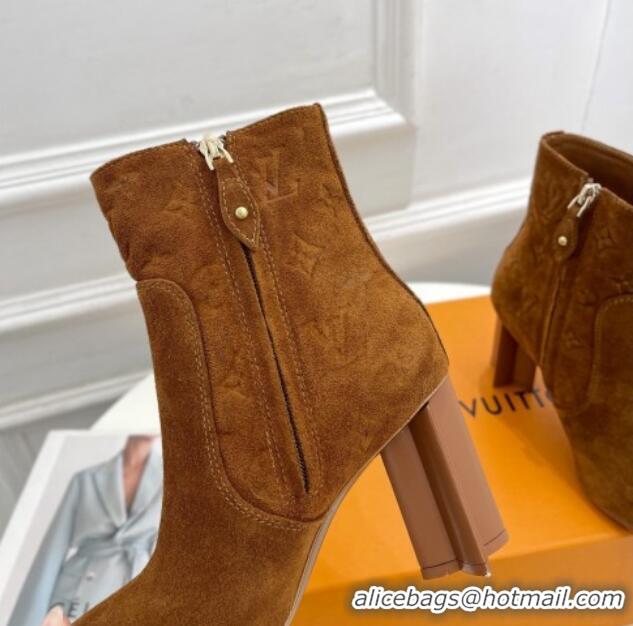 Good Looking Louis Vuitton Silhouette Ankle Boots 8.5cm in Suede Brown 121030