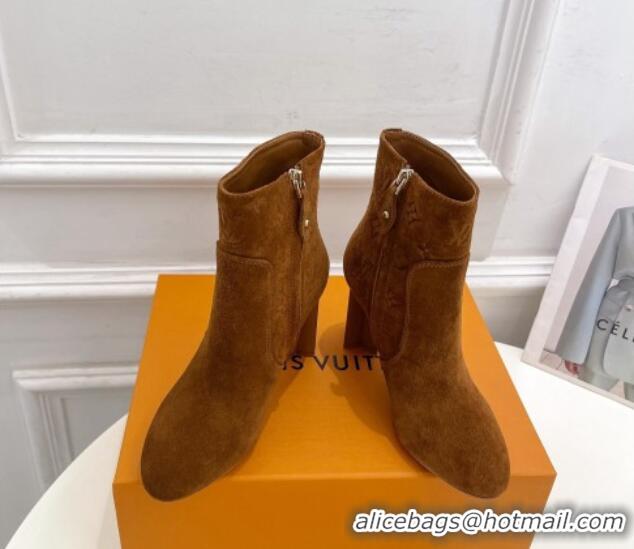 Good Looking Louis Vuitton Silhouette Ankle Boots 8.5cm in Suede Brown 121030